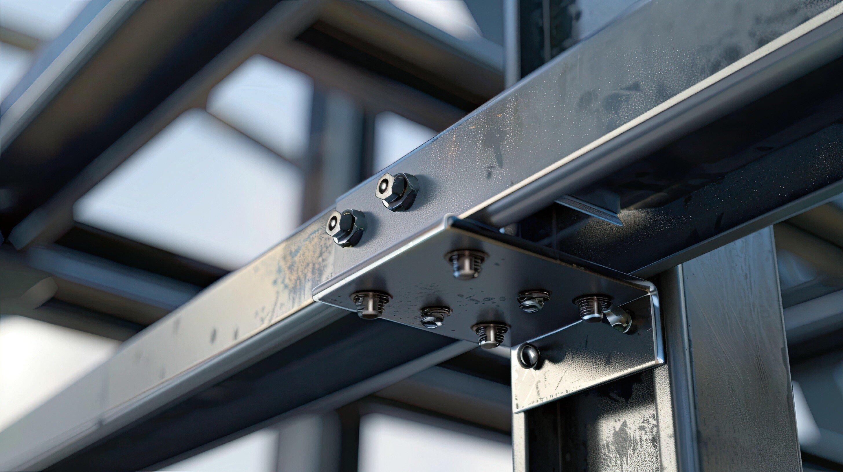 High-quality steel fabrication detail showing clean cuts, surface finishing, and structural precision