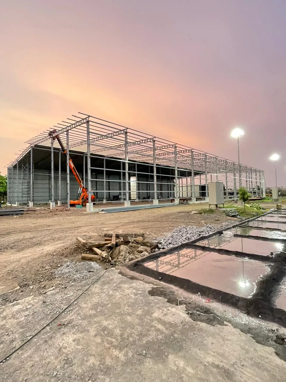 Industrial steel fabrication workshop
